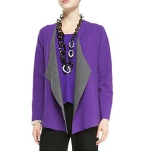 Eileen Fisher Shaped Jacket Felted Merino Wool Doubleknit Purple Large